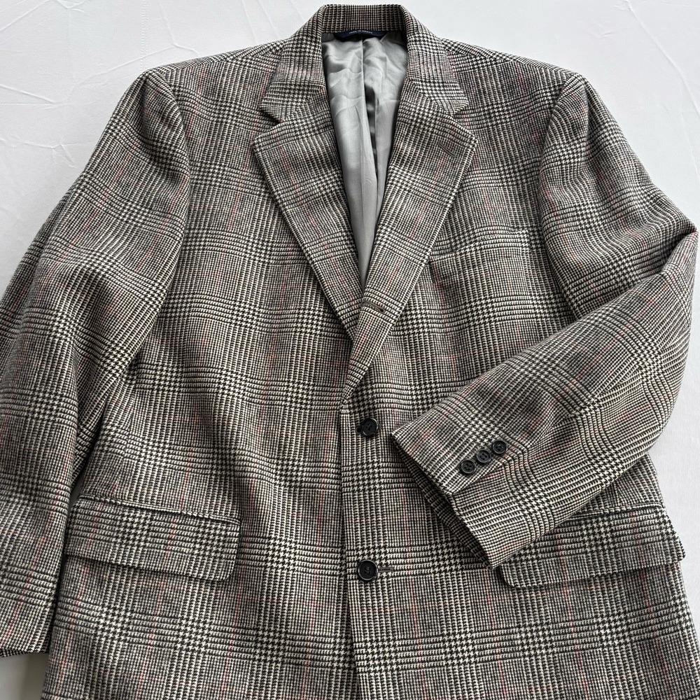 Brooks Brothers Blazer Mens 44 Plaid Camel Hair Made USA Classic Sport Coat